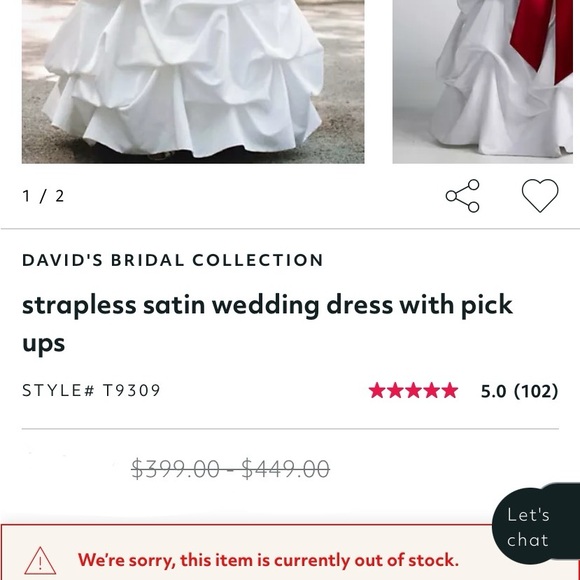 David’s Bridal White Satin Tiered Ruched Pin-tuck Ruffle Wedding Dress Gown - Picture 14 of 16